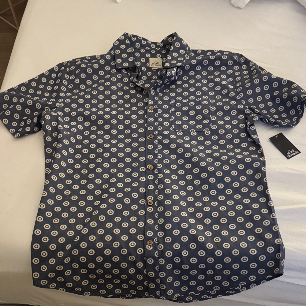 Men's Navy Circle Print Casual Shirt